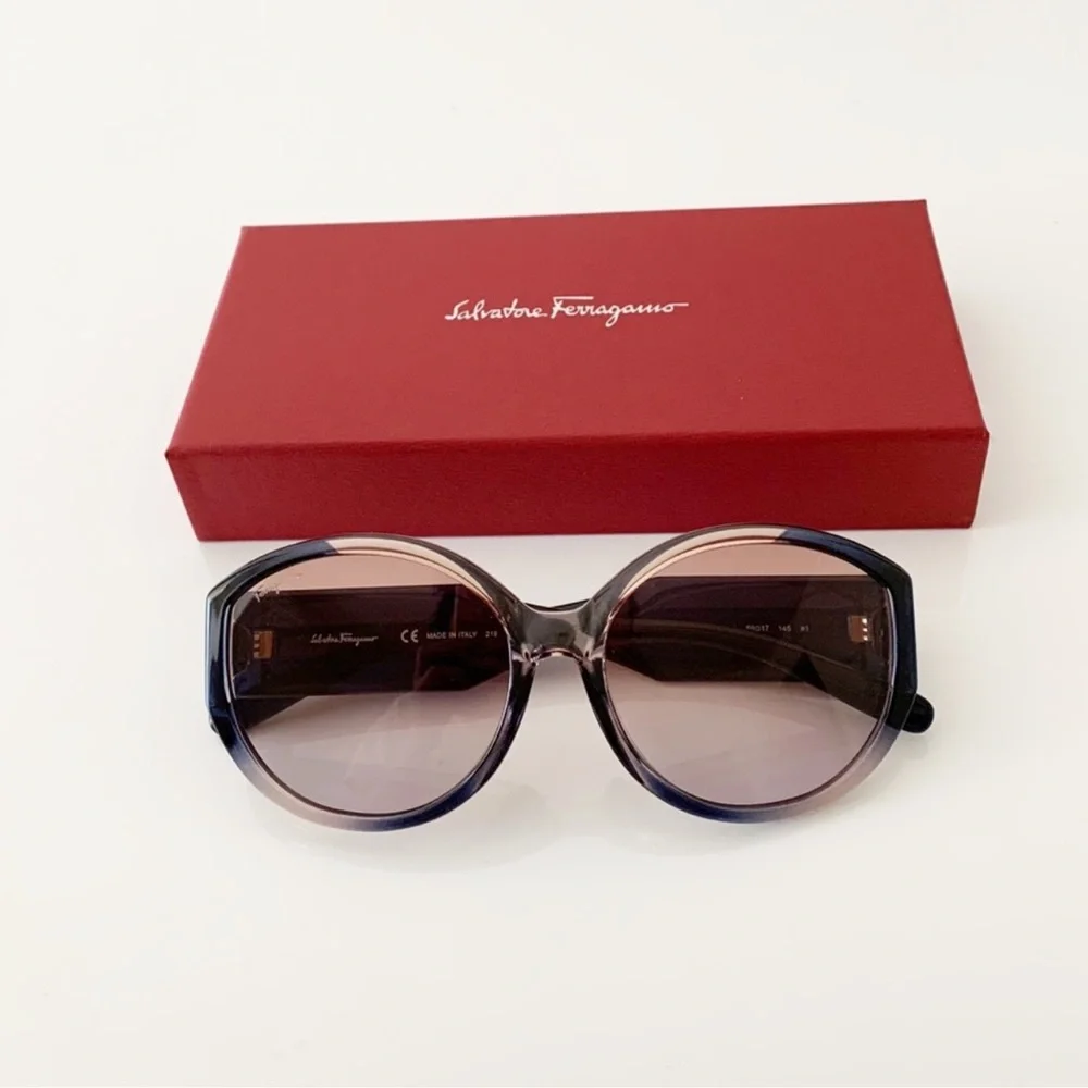Salvatore Ferragamo Women's Gradient Brown Round Sunglasses